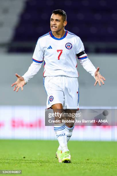 Alexis Sánchez of Chile during the International Friendly match between Qatar and Chile at Generali Arena on September 27, 2022 in Vienna, Austria.