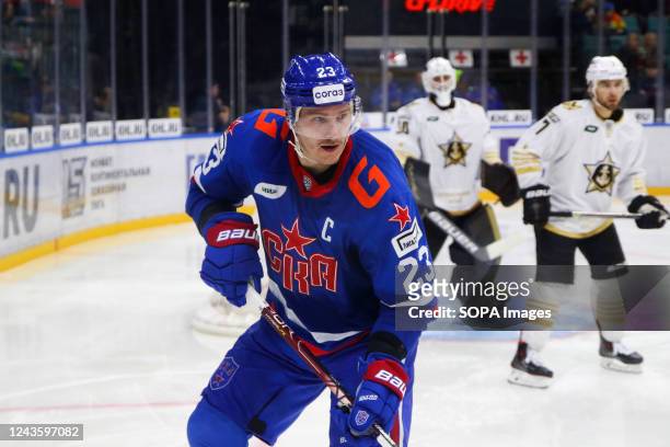 Hockey Club player, Dmitry Jashkin seen in action during the Kontinental Hockey League, regular season KHL 2022 - 2023 between SKA Saint Petersburg...