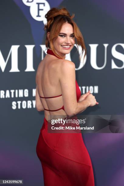 Lily James attends the BFI London Film Festival Luminous Gala at The Londoner Hotel on September 29, 2022 in London, England.