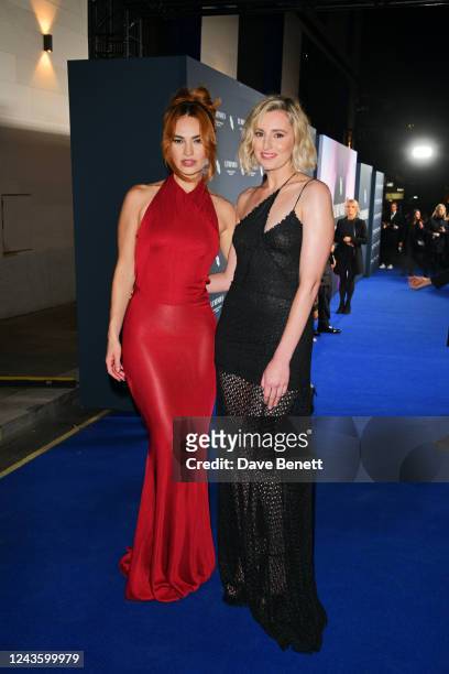 Lily James and Laura Carmichael attend the BFI Luminous Fundraising Gala at The Londoner Hotel on September 29, 2022 in London, England.