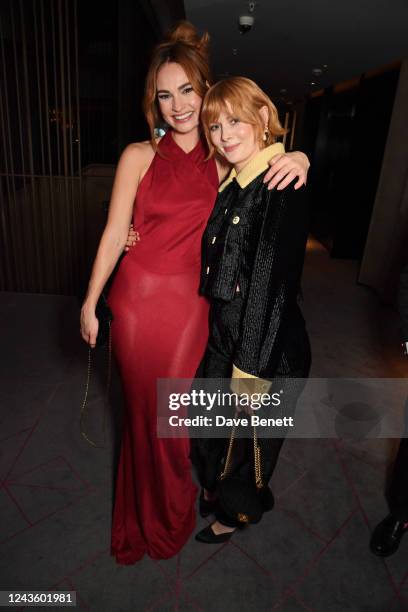 Lily James and Emily Beecham attend the BFI Luminous Fundraising Gala at The Londoner Hotel on September 29, 2022 in London, England.