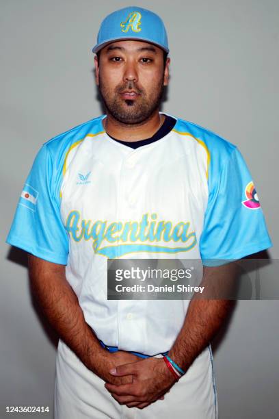 Lucas Nakandakare of Team Argentina poses for a photo during the World Baseball Classic Qualifier Headshots at Rod Carew National Stadium on...