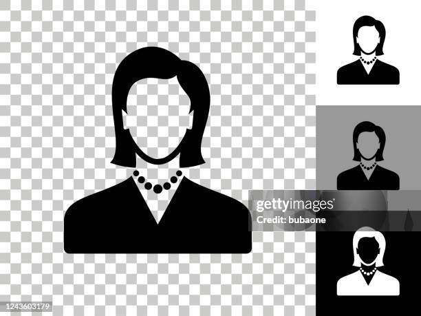 woman's face portrait icon on checkerboard transparent background - thorax stock illustrations