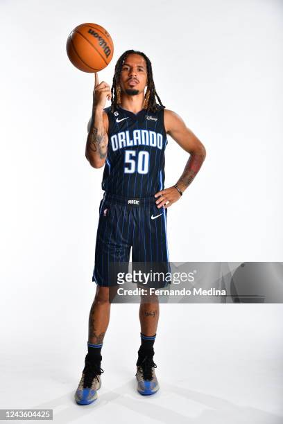 Cole Anthony of the Orlando Magic players poses for a portraits during media day on September 26, 2022 at the AdventHealth Training Center in...