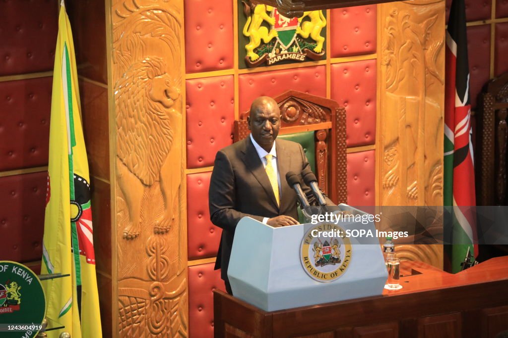 President William Ruto speaks during the official opening of...