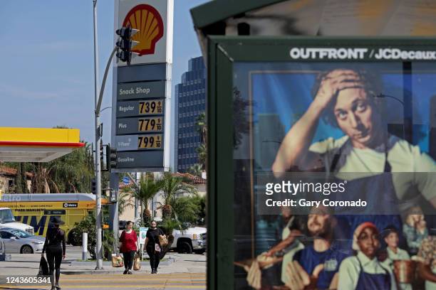 Shell gas station 6101 W Olympic Blvd, Los Angeles, CA 90048, on Thursday, Sept. 29, 2022 in Los Angeles, CA. The Los Angeles County average price...