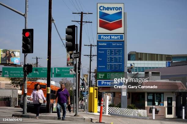 Chevron gas station, 901 Alameda St, Los Angeles, CA 90012on Thursday, Sept. 29, 2022 in Los Angeles, CA. The Los Angeles County average price rose...
