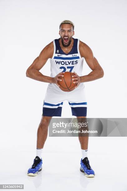 Rudy Gobert of the Minnesota Timberwolves poses for a portrait during 2022 Media Day on September 26, 2022 at Target Center in Minneapolis,...