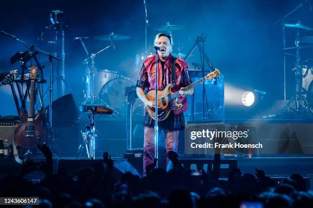 Singer Win Butler of the Canadian band Arcade Fire performs live on stage during a concert at the Mercedes-Benz Arena on September 29, 2022 in...
