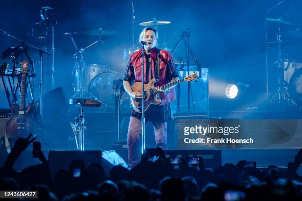 Singer Win Butler of the Canadian band Arcade Fire performs live on stage during a concert at the Mercedes-Benz Arena on September 29, 2022 in...