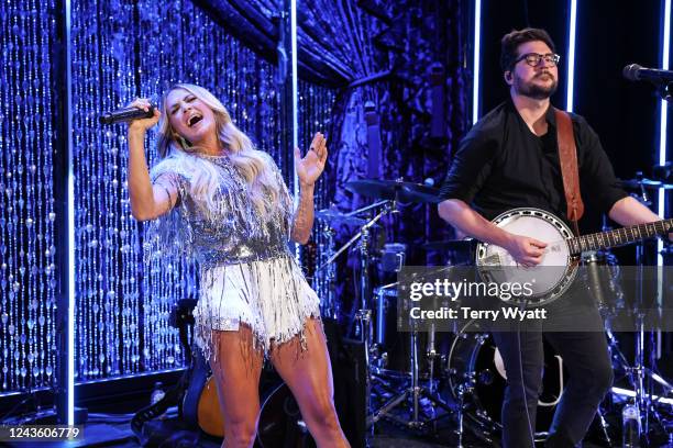 In this image released on September 29, Carrie Underwood performs onstage at iHeartRadio LIVE with Carrie Underwood at Analog at Hutton Hotel in...