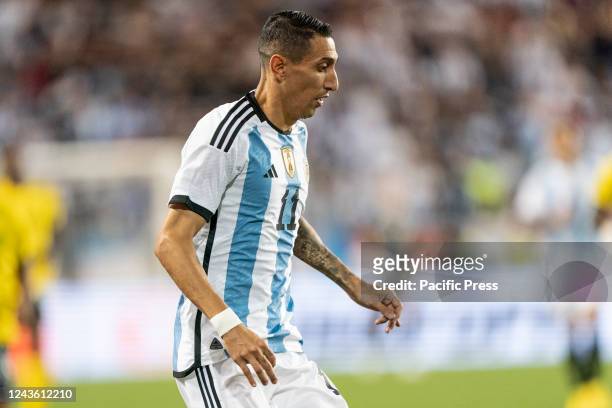 Angel Di Maria of Argentina controls the ball during a friendly football game against Jamaica at Red Bull Arena. Argentina won 3 - 0. Friendly game...