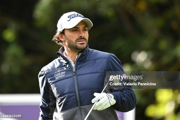 Clement Sordet of France looks on after hitting their tee shot on the 4th hole during Day Two of the Hopps Open de Provence at Golf International de...