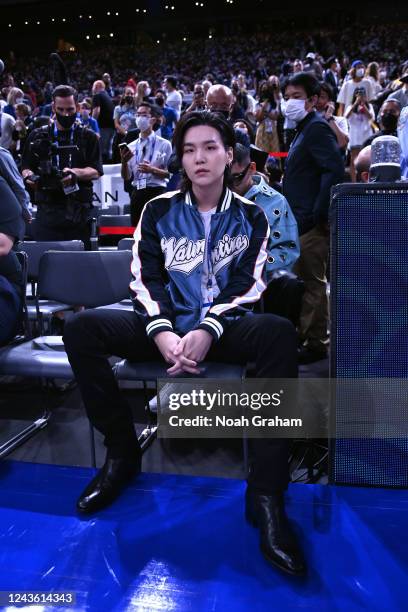 Member, Suga attends the game between the Golden State Warriors and the Washington Wizards as part of the 2022 NBA Japan Games on September 30, 2022...