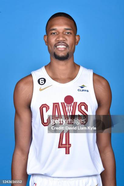 Evan Mobley of the Cleveland Cavaliers poses for a head shot during NBA Media Day on September 26, 2022 in Cleveland, Ohio at the Rocket Mortgage...