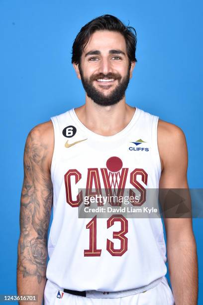 Ricky Rubio of the Cleveland Cavaliers poses for a head shot during NBA Media Day on September 26, 2022 in Cleveland, Ohio at the Rocket Mortgage...