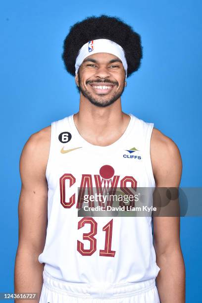 Jarrett Allen of the Cleveland Cavaliers poses for a head shot during NBA Media Day on September 26, 2022 in Cleveland, Ohio at the Rocket Mortgage...
