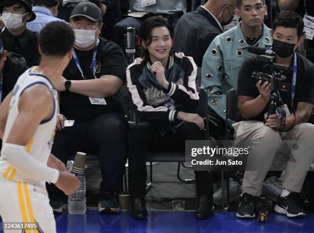 Member, Suga attends the game between the Golden State Warriors and the Washington Wizards as part of the 2022 NBA Japan Games on September 30, 2022...