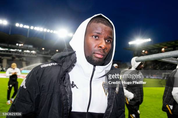 Ulrick ENEME ELLA Of Angers SCO during the Ligue 1 Uber Eats between SCO Angers and Olympique de Marseille at Stade Raymond Kopa on September 30,...