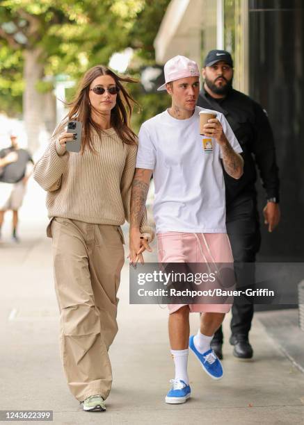 Hailey Bieber and Justin Bieber are seen on September 30, 2022 in Los Angeles, California.