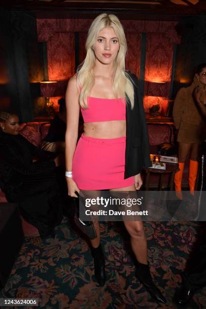 Devon Windsor attends the FLANNELS x LaQuan Smith Paris Fashion Week dinner at Restaurant Laperouse on September 30, 2022 in Paris, France.