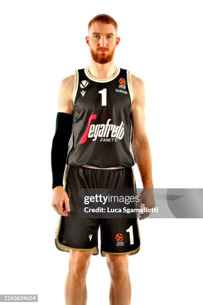 Niccolo Mannion, #1 poses during the Virtus Segafredo Bologna Turkish Airlines EuroLeague Media Day 2022/2023 at Virtus Arena on September 25, 2022...