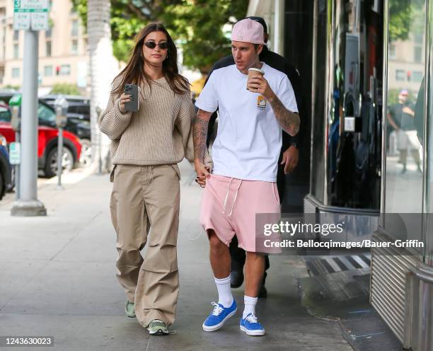 Hailey Bieber and Justin Bieber are seen on September 30, 2022 in Los Angeles, California.