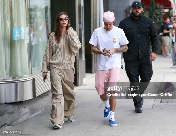 Hailey Bieber and Justin Bieber are seen on September 30, 2022 in Los Angeles, California.