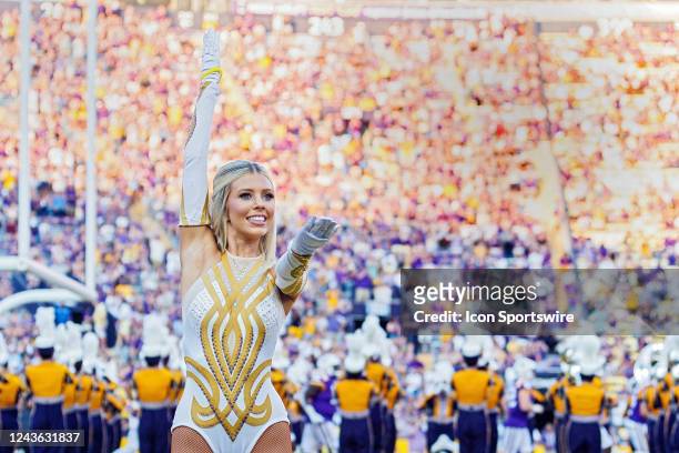 The LSU Tigers Golden Girls entertain the crowd during a game between the LSU Tigers and the New Mexico Lobos at Tiger Stadium in Baton Rouge,...