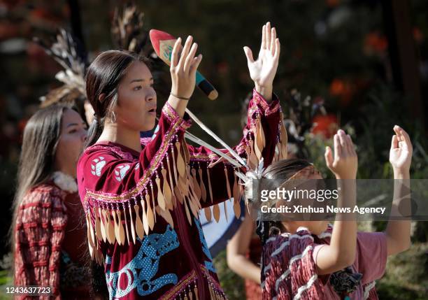 Indigenous people dance during an event to commemorate the National Day for Truth and Reconciliation at University of British Columbia in Vancouver,...