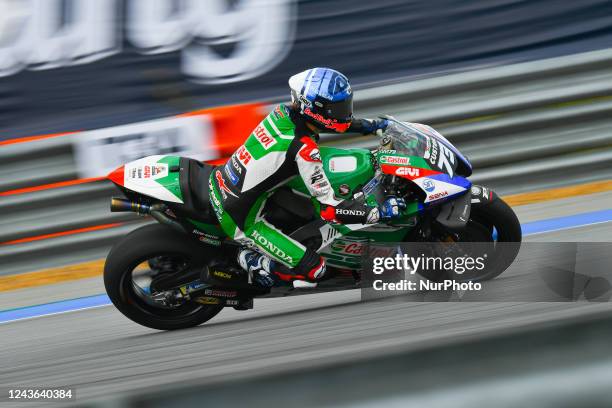 Alex Marquez as Spanish motorcycle racer LCR Honda Castrol during MotoGP free practice at Chang International Circuit on October 1, 2022 in Buriram,...