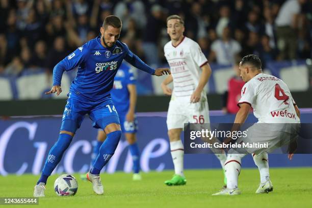 Marko Pjaca of Empoli FC in action during the Serie A match between Empoli FC and AC MIlan at Stadio Carlo Castellani on October 1, 2022 in Empoli,...