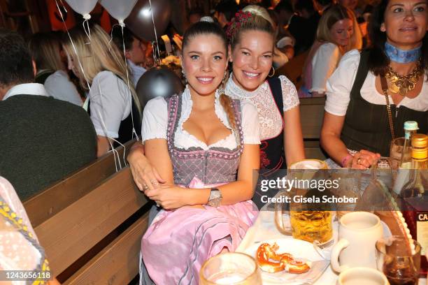 Victoria Swarovski and her mother Alexandra Swarovski during the 187th Oktoberfest at Kaefer-Schaenke tent/Theresienwiese on October 01, 2022 in...