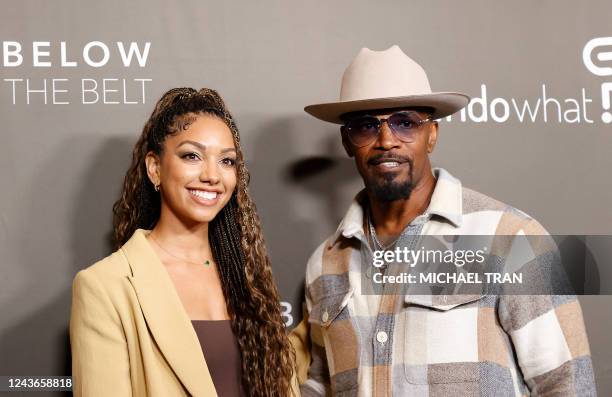 Actor Jamie Foxx and his daughter US producer Corinne Foxx arrive for the Los Angeles premiere of "Below the Belt" at the Directors Guild of America...