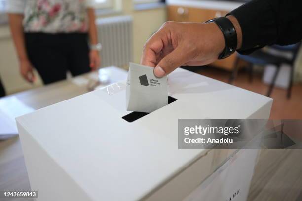 Dual citizens living in Kirklareli cast their votes for the early Parliamentary elections in Bulgaria, Kirklareli, Turkiye on October 02, 2022....