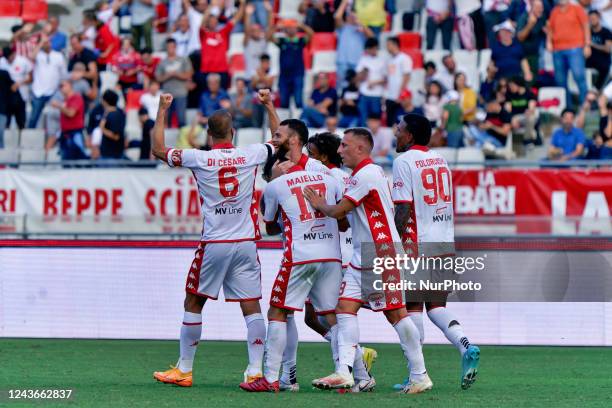 Mirco Antenucci celebrates after scoring a goal during the Italian soccer Serie B match SSC Bari vs Brescia Calcio on October 01, 2022 at the San...