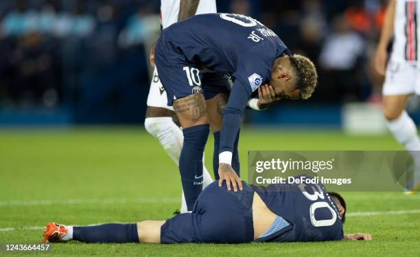 And Leo Messi of PSG during the Ligue 1 Uber Eats match between Paris Saint Germain and Nice at Parc des Princes on October 1, 2022 in Paris, France.