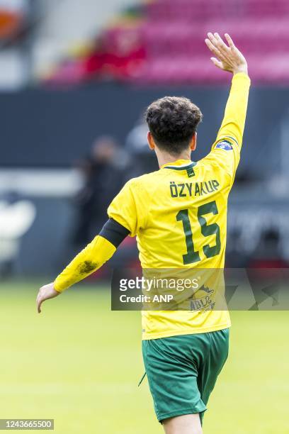 Oguzhan Ozyakup of Fortuna Sittard cheers after the 2-0 during the Dutch Eredivisie match between Fortuna Sittard and FC Volendam at the Fortuna...