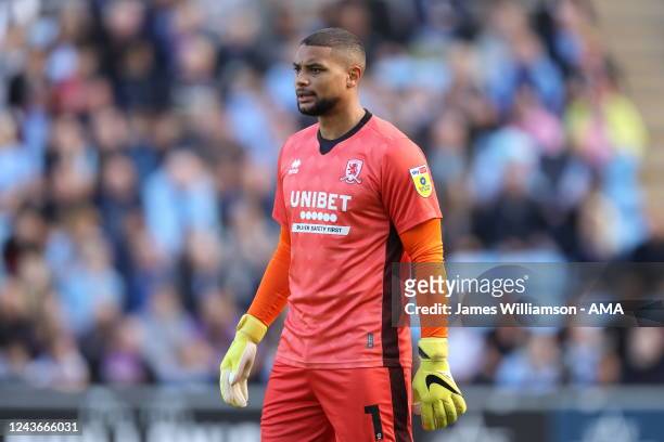 Zack Steffen of Middlesbrough during the Sky Bet Championship between Coventry City and Middlesbrough at The Coventry Building Society Arena on...
