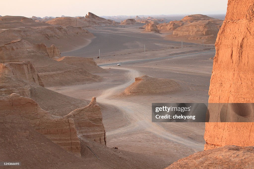 Silk road route in Kaluts desert, Iran