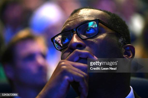 Chancellor of the Exchequer Kwasi Kwarteng attends the opening day of the annual Conservative Party conference on October 02, 2022 in Birmingham,...