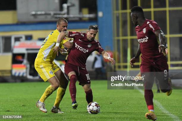 Gabriel Tamas and Ciprian Deac in action during Romania Superliga1: CFR Cluj - Petrolul Ploiesti, disputed in Medias, Romania, 01 October 2022