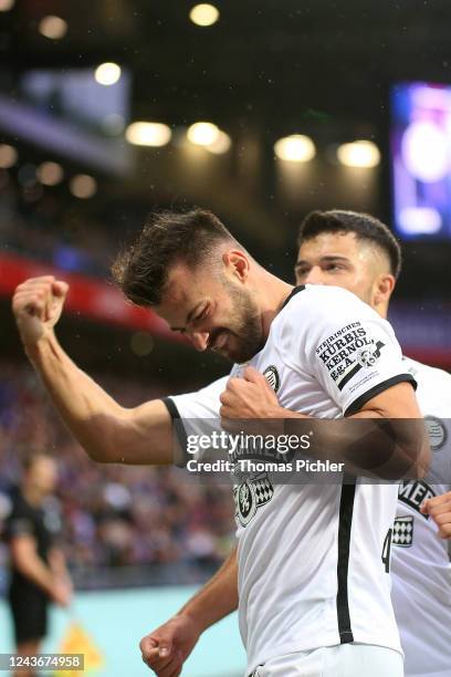 Jubilation by the goal scorer Albian Ajeti of Sturm Graz during the Admiral Bundesliga match between FK Austria Wien and SK Puntigamer Sturm Graz at...