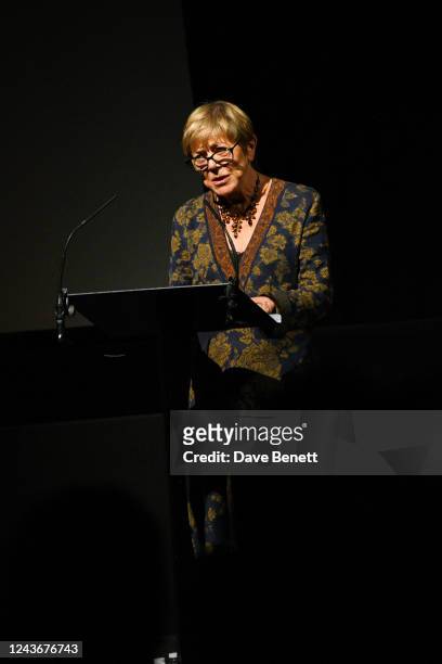 Rima Horton, wife of Alan Rickman, speaks onstage during "Madly, Deeply: A Celebration Of Alan Rickman" at BFI Southbank on October 2, 2022 in...