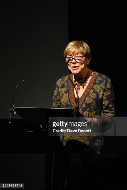 Rima Horton, wife of Alan Rickman, speaks onstage during "Madly, Deeply: A Celebration Of Alan Rickman" at BFI Southbank on October 2, 2022 in...
