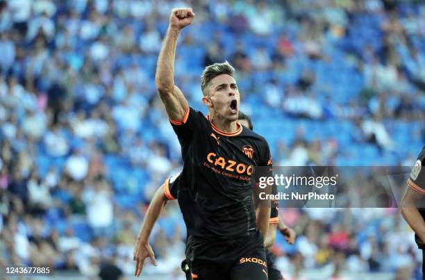 Gabriel Paulista goal celebration during the match between RCD Espanyol and Sevilla FC, corresponding to the week 7 of the Liga Santander, played at...