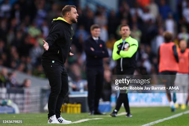 Rene Maric the assistant head coach / manager of Leeds United during the Premier League match between Leeds United and Aston Villa at Elland Road on...