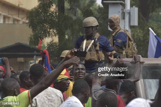 People flock to streets to support Burkina Fasoâs new coup leader Captain Ibrahim Traore on October 2, 2022 in Ouagadougou, Burkina Faso.