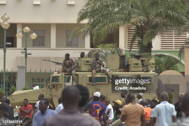 People flock to streets to support Burkina Fasoâs new coup leader Captain Ibrahim Traore on October 2, 2022 in Ouagadougou, Burkina Faso.