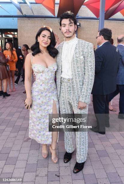 Emeraude Toubia and Aaron Dominguez at the 37th Annual Imagen Awards held at LA Plaza de Cultura y Artes on October 2, 2022 in Los Angeles,...